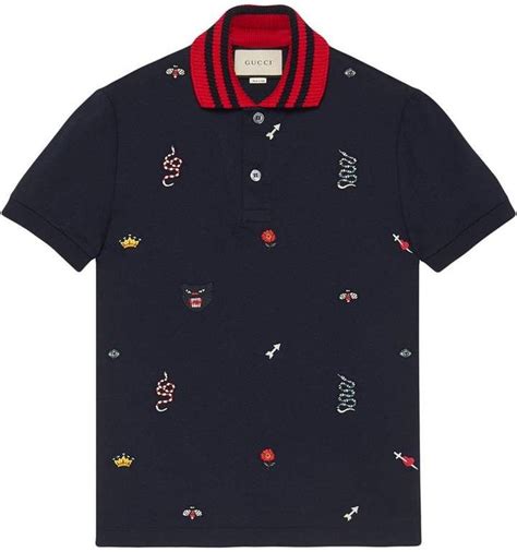 cotton polo with embroideries gucci|Gucci Livermore Outlet.